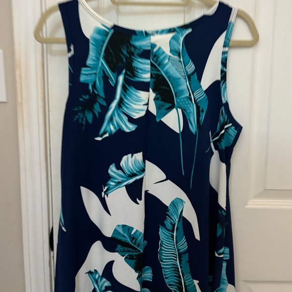 NWT!! Molerani Tropical Leaf Print Sleeveless Floral Swing Dress - Picture 8 of 11